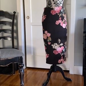 Long stretchy floral skirt